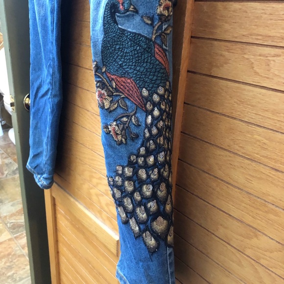 Diane Gilman 2 Peacock embroidered jeans size 10T - Picture 4 of 5